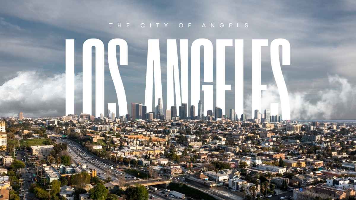 White Typographic Creative Los Angeles City Landscape Desktop Wallpaper